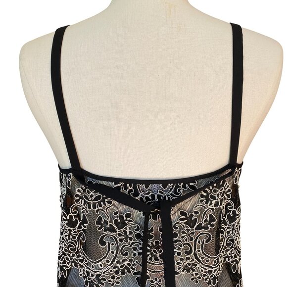 Babaton Aritzia Sheer Mesh Floral Lace Cami Tank Whimsigoth Dark Fairy Sexy Sz M - Picture 13 of 15